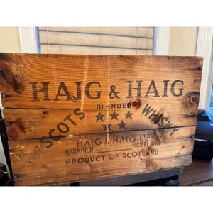 Vintage Haig & Haig Blended Scotch Whisky Wooden Crate Display Decor